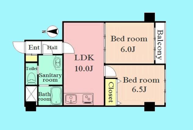 Floor plan. 2LDK, Price 29,800,000 yen, Occupied area 50.42 sq m , Balcony area 2.31 sq m