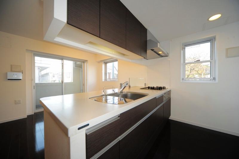 Kitchen. Bright counter kitchen. You can dishes while enjoying the conversation.