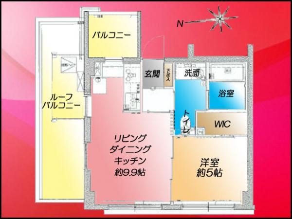 Floor plan. 1LDK, Price 33 million yen, Occupied area 33.85 sq m , Balcony area 3.73 sq m