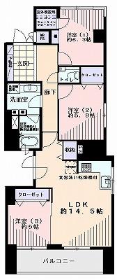 Floor plan. 3LDK, Price 64,800,000 yen, Occupied area 82.94 sq m , Balcony area 10.07 sq m