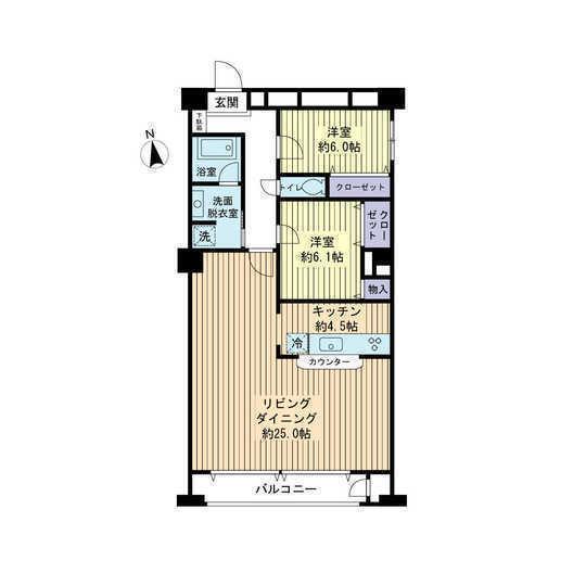 Floor plan. 2LDK, Price 53,500,000 yen, Occupied area 99.33 sq m living 25 Pledge