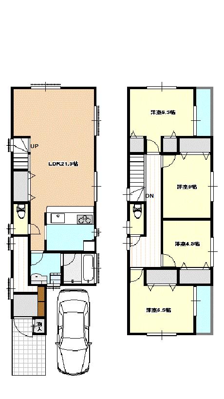 Building plan example (floor plan). Building plan example 4LDK, Land price 68,800,000 yen, Land area 111.38 sq m , Building price 13 million yen, Building area 119.25 sq m