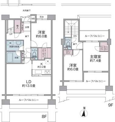 Floor plan. The top floor of the maisonette