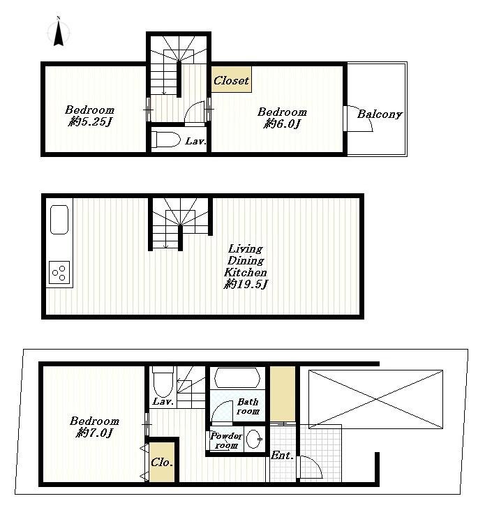 Building plan example (floor plan). Building plan example (A Building) 3LDK, Land price 48,100,000 yen, Land area 60.01 sq m , Building price 14.7 million yen, Building area 85.86 sq m
