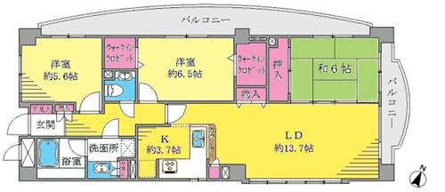 Floor plan. 3LDK, Price 58,800,000 yen, Occupied area 81.56 sq m , Balcony area 17.3 sq m
