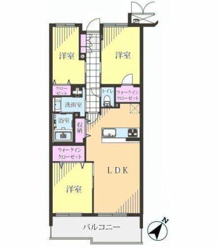 Floor plan. 3LDK, Price 54,800,000 yen, Footprint 70.5 sq m , Balcony area 9.63 sq m