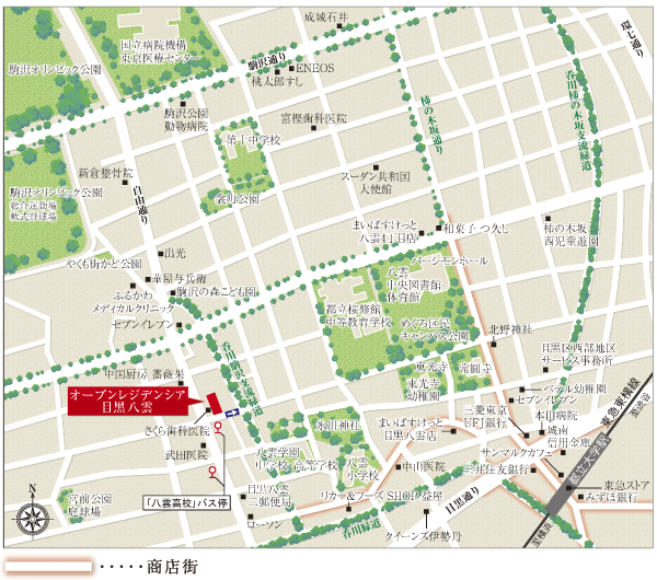 Surrounding environment. Development has been low-rise skyline in a grid pattern. Involved in the life commercial facilities and educational facilities, In the park are all within walking distance. You can feel the life ease, It is enough to sophisticated to go charming town live. (Local guide map)