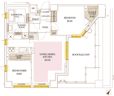Floor: 2LDK, occupied area: 60.46 sq m, Price: 59,700,000 yen, now on sale
