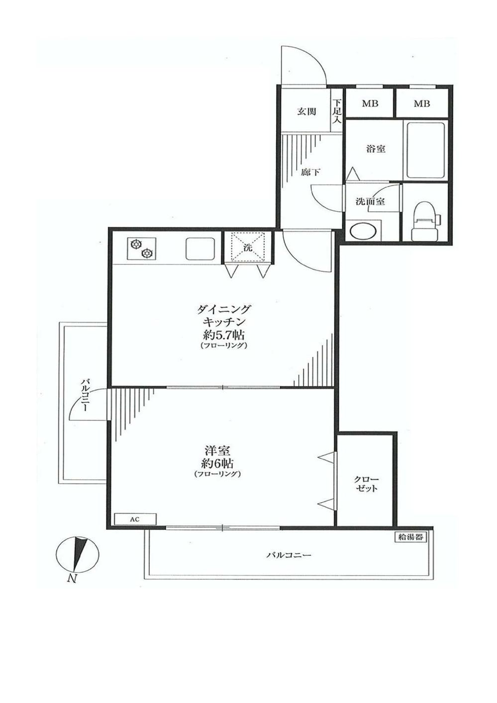Floor plan. 1DK, Price 20.8 million yen, Occupied area 35.31 sq m , Balcony area 13.83 sq m