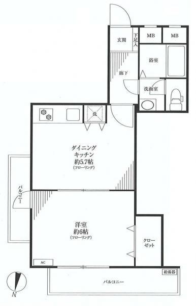 Floor plan. 1DK, Price 20.8 million yen, Occupied area 35.31 sq m , Balcony area 13.83 sq m