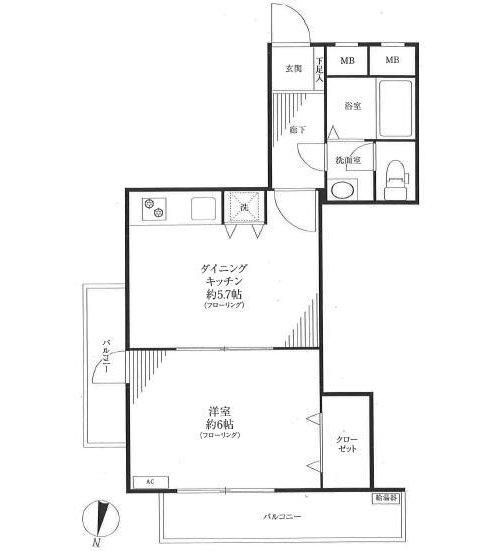 Floor plan. 1DK, Price 20.8 million yen, Occupied area 35.31 sq m , Balcony area 13.83 sq m