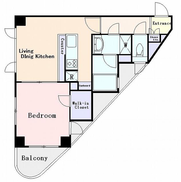Floor plan. 1LDK, Price 33,800,000 yen, Occupied area 40.42 sq m , Balcony area 4 sq m