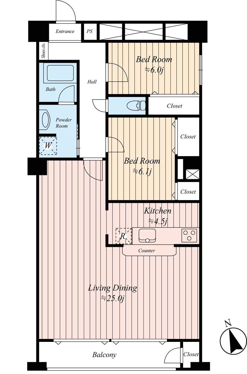 Floor plan. 2LDK, Price 49,800,000 yen, Occupied area 94.89 sq m floor plan