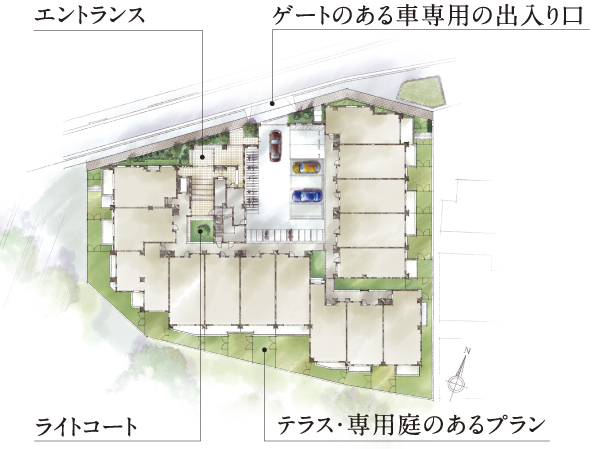 Site layout Rendering illustrations  ※ It will be the ones that caused draw a 1F ※ Are those caused drawn based on drawing, shape, Color, etc. is slightly different actual and