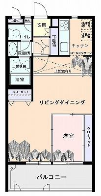 Floor plan. 1LDK, Price 34,500,000 yen, Occupied area 44.37 sq m , Balcony area 7.65 sq m