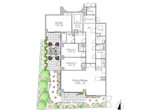 Floor plan. 3LDK, Price 111 million yen, The area occupied 123.2 sq m , Balcony area 64.61 sq m floor plan