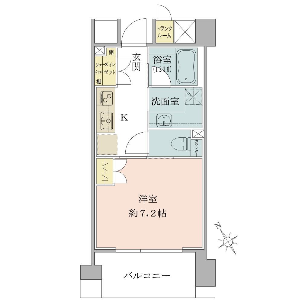 Floor plan. 1K, Price 26 million yen, Occupied area 27.46 sq m , Balcony area 4.79 sq m