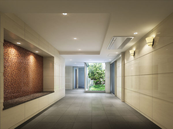 Shared facilities.  [Entrance Hall Rendering] Entrance Hall of peace that green courtyard is welcoming. Us meet the mind every time you come home, Natural stone and tiles of texture full of calm space. Shades of soft earth colors, Carousel exudes an elegant space of only those who live disconnected from the outside world.