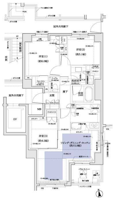 Floor: 3LDK + WIC (× 2), the occupied area: 71.81 sq m, price: 74 million yen, currently on sale