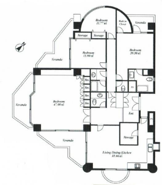 Floor plan. 4LDK, Price 90 million yen, Footprint 182.08 sq m , Balcony area 41.06 sq m