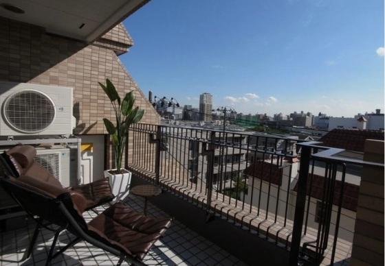 Balcony. View from the spacious roof terrace.