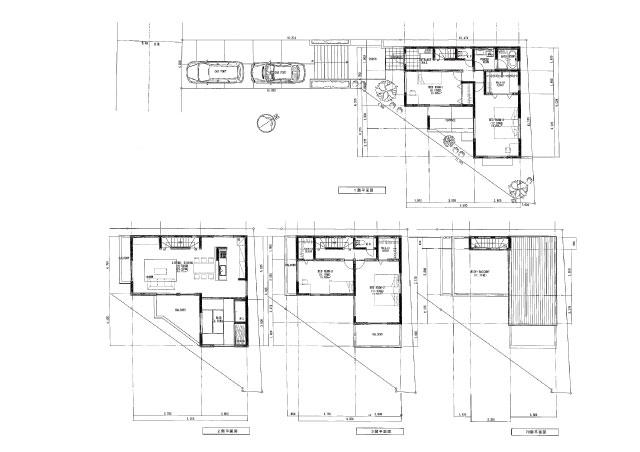 Building plan example (floor plan). 3-storey building plan example building price      37.5 million yen, Building area 175.52 sq m