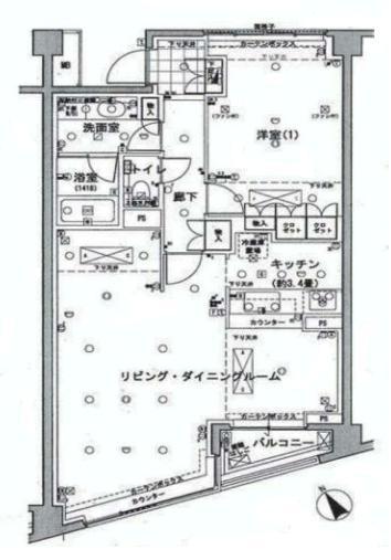 Floor plan. 1LDK, Price 80,500,000 yen, Occupied area 76.08 sq m