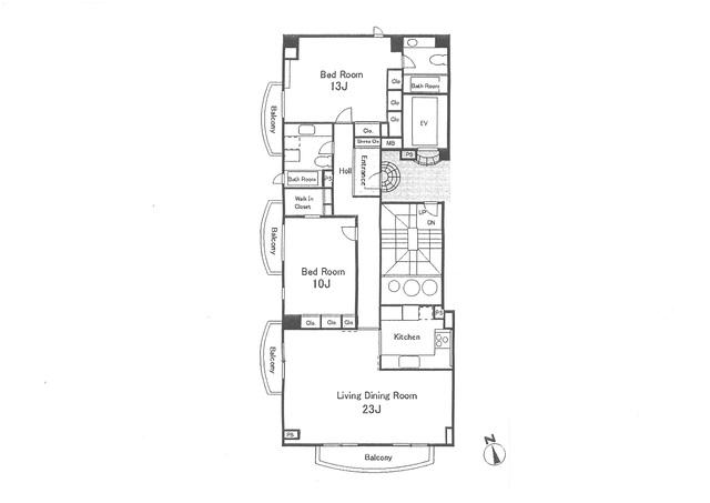 Floor plan. 2LDK, Price 108 million yen, Footprint 129.59 sq m , Balcony area 15.9 sq m