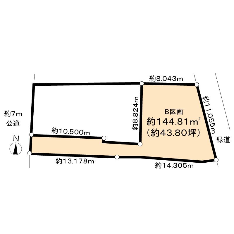 Compartment figure. Land price 69,800,000 yen, Land area 144.81 sq m
