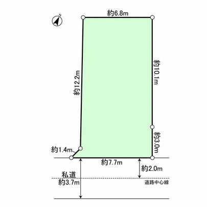 Compartment figure.  ■ Frontage 7.7m ■ 