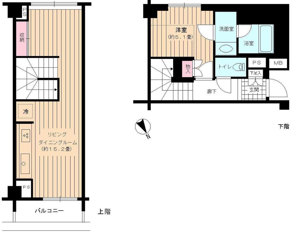 Floor plan. 1LDK, Price 41,500,000 yen, Footprint 55.3 sq m , Balcony area 4.39 sq m