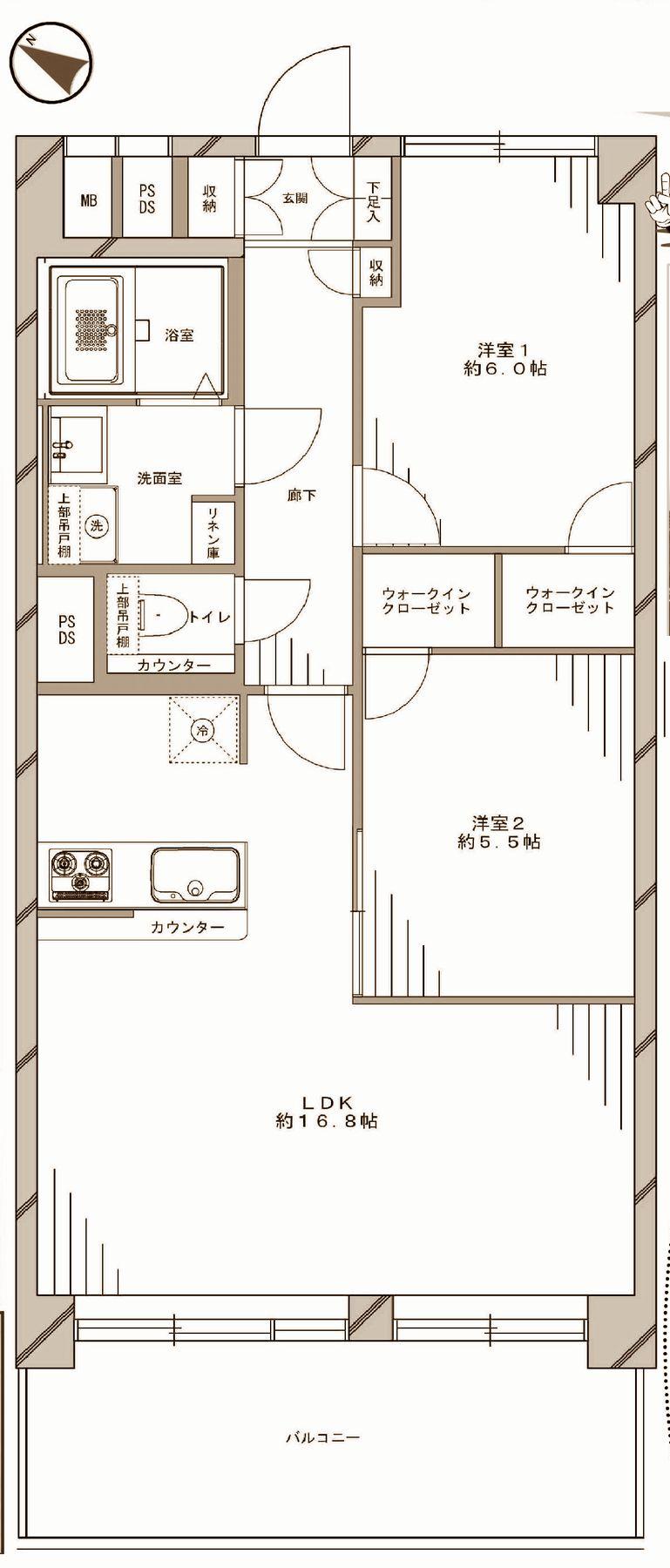 Floor plan. 2LDK, Price 39,800,000 yen, Occupied area 64.07 sq m , Your delivery after balcony area 11.89 sq m renovation work completed ◆ Renovation construction example video publishing in