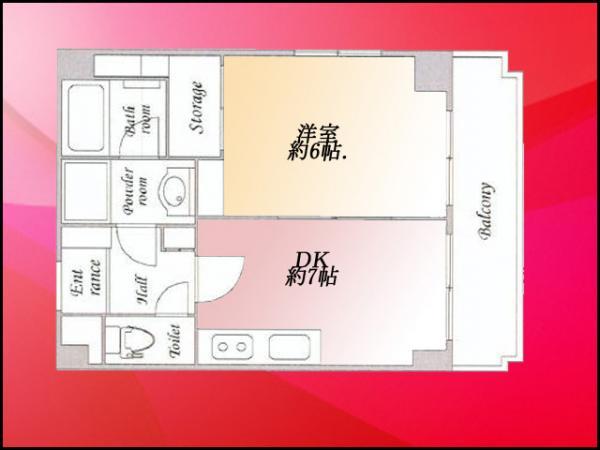 Floor plan. 1DK, Price 22,800,000 yen, Occupied area 32.94 sq m , Balcony area 5.4 sq m
