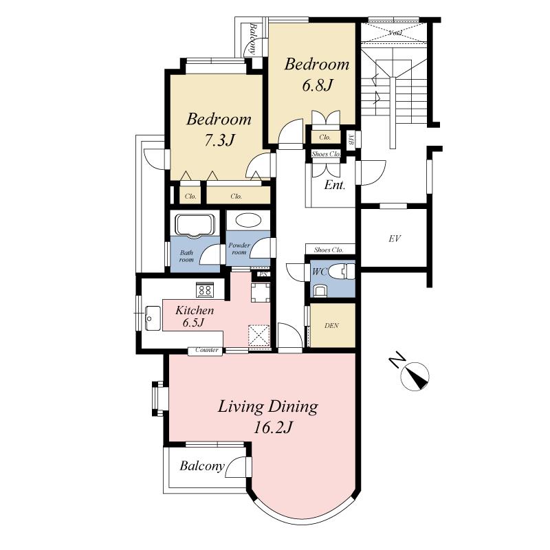 Floor plan. 2LDK, Price 50,800,000 yen, Occupied area 89.12 sq m , Balcony area 9.87 sq m