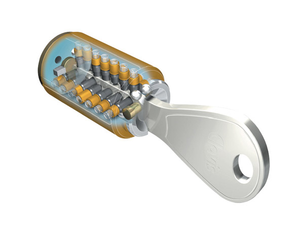 Security.  [Cylinder key] With a key pattern of about 2,935 billion ways superior to the security of the cylinder lock body, Excellent Dimple key to operability. (Conceptual diagram)