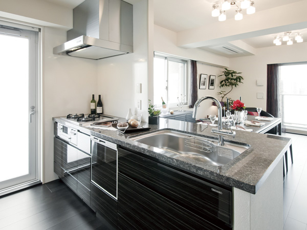 Room and equipment. The kitchen has adopted a high-performance water purifier equipped with a dishwasher and water purification dedicated lever of the built-in type. (kitchen / D type)