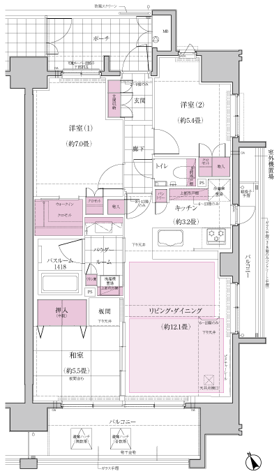 Floor: 3LDK + WIC, the occupied area: 72.51 sq m