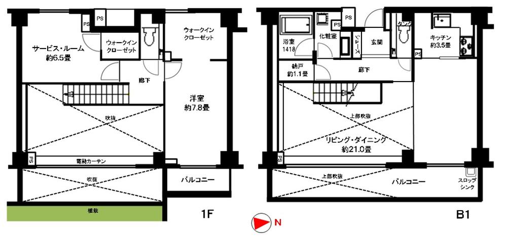 Floor plan. 1LDK + S (storeroom), Price 68 million yen, Footprint 95.4 sq m , Balcony area 3.5 sq m
