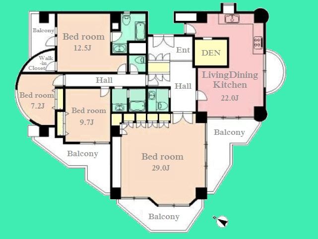 Floor plan. 4LDK, Price 90 million yen, Footprint 182.08 sq m , Balcony area 41.06 sq m