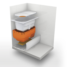 Bathing-wash room.  [Thermos bathtub] By covering the bathtub in the insulation and thermal insulation Furofuta, Exert extra insulation that even after 4 hours after the kettle 2.5 ℃ only temperature does not drop. Also it contributes to the house of energy conservation. (Conceptual diagram)