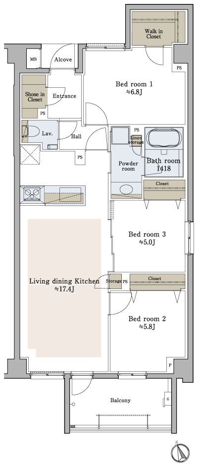 Floor: 3LDK + WIC + SIC, the occupied area: 78.98 sq m, Price: 83,584,392 yen, now on sale