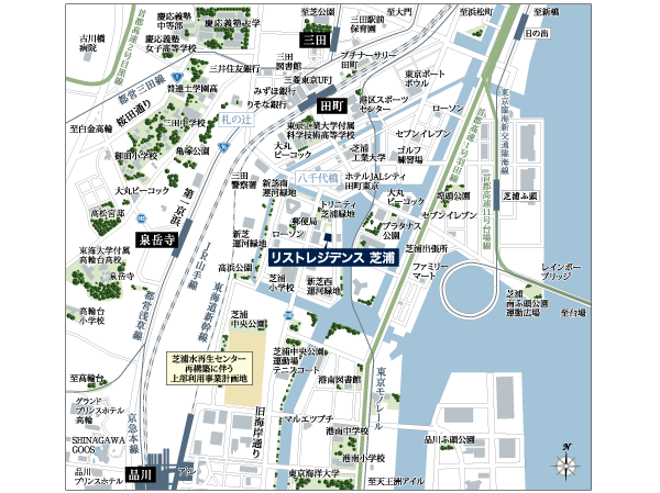 Surrounding environment. Weekday is, Commuting time of allowance. Free to walk or cycling the streets around the weekend. Shopping In addition to the Roppongi and Ginza, To dinner. Every day to spend on also off also ish myself. Live in <list Residence Shibaura>, that is, It is to hand the freedom to enjoy all of these. (Local guide map)