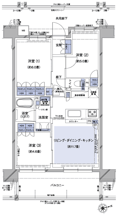 Floor: 3LDK, occupied area: 60.23 sq m
