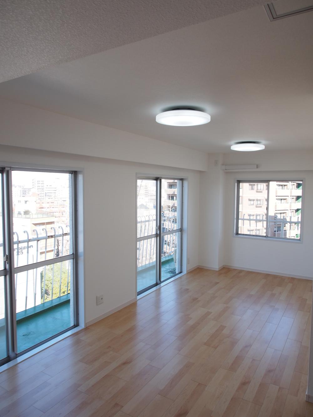 Living. Bright living room with two faces lighting.