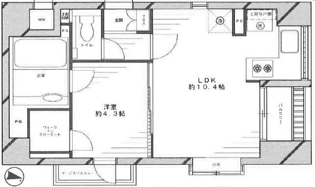 Floor plan. 1LDK, Price 33,800,000 yen, Occupied area 35.94 sq m , Balcony area 4.4 sq m