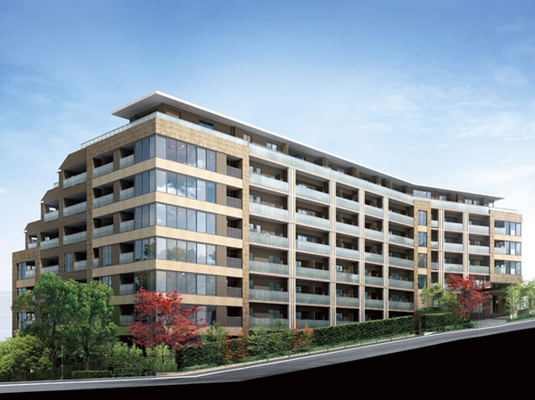 Features of the building.  [appearance] The ground 8-story underground two-story of all 140 House. Residence charm the imposing stance had a clear certain site. Shimizu Corporation is the design of the trust ・ Engaged in the construction, It seems residence with the aim of living of lasting relief goods and a sense of stability. Seismic grade 2, It is certified for long-term high-quality housing, It contributes to the reduction of load and maintenance cost to the environment. (Exterior view)