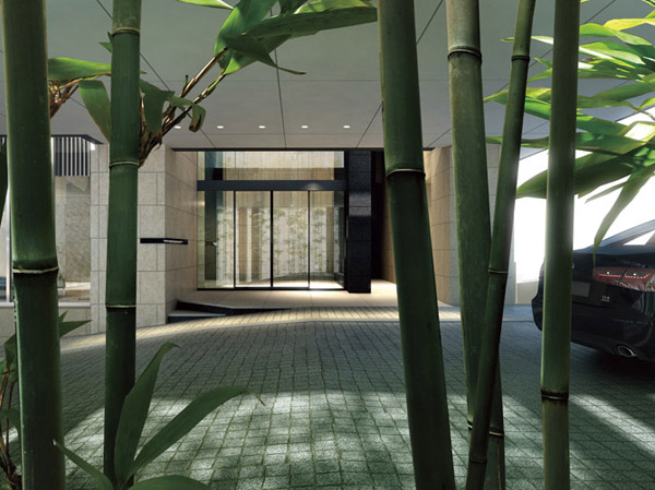 Features of the building.  [Master Entrance] From a quiet neighborhood that has been protected on a hill, Furthermore sedately invite master entrance to the profound of peace. (Master entrance and driveway Rendering)