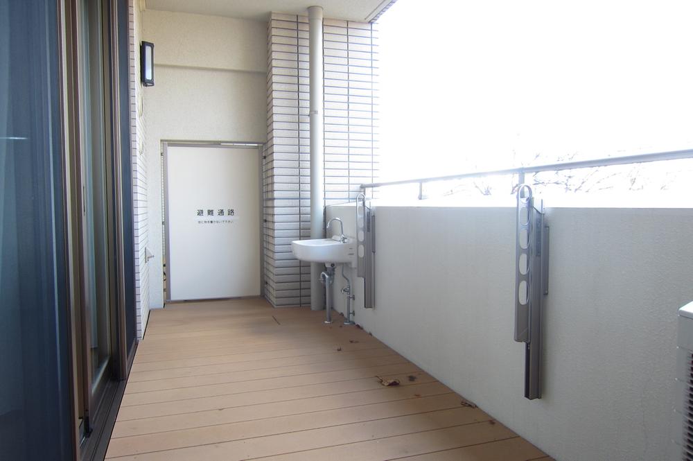 Balcony. Floor wood deck specification, It is with slop sink