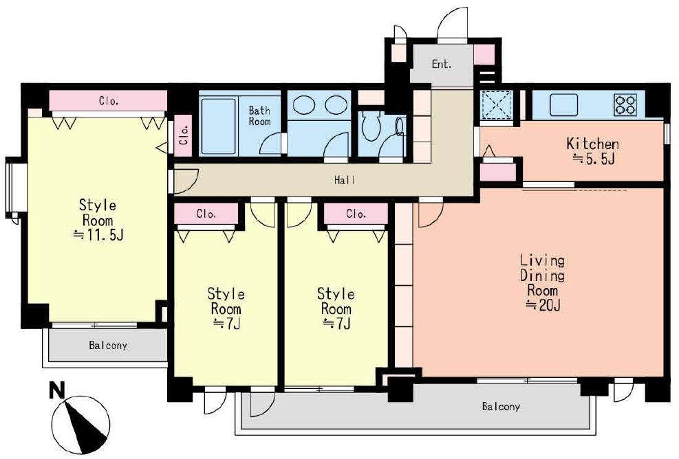 Floor plan. 3LDK, Price 92,800,000 yen, Footprint 120.27 sq m , Balcony area 10.64 sq m