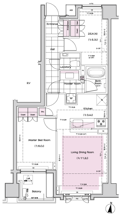 Floor: 1LDK + DEN (N), the occupied area: 59.62 sq m, Price: 68,800,000 yen, now on sale